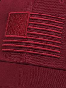 Men Flag Embroidered Baseball Cap Street - Burgundy - View 5