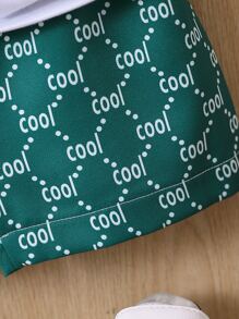 Bộ áo thun và quần đùi in chữ và gấu thường ngày mùa hè cho bé trai - Nhiều màu - Xem 4