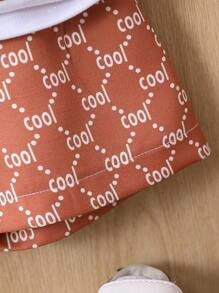 男嬰熊和字母圖案T恤和短褲 - 彩色 - 查看 6