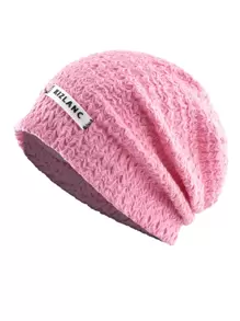 1 Miếng Của phụ nữ Đàn hồi Dệt kim Slouchy Beanie Mũ - Hồng - Xem 1