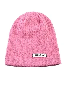 1 Miếng Của phụ nữ Đàn hồi Dệt kim Slouchy Beanie Mũ - Hồng - Xem 2