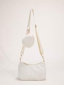 Minimalist Hobo Bag With Coin Purse School Bag For Graduate, Teen Girls, Freshman, Sophomore, Junior & Senior In College, University & High School, Perfect For Outdoors ,Travel & Back To School , Women Bag With Dime Bag - Beige - View 1