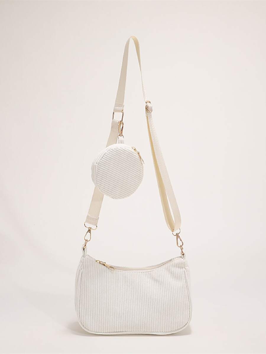 Minimalist Hobo Bag With Coin Purse School Bag For Graduate, Teen Girls, Freshman, Sophomore, Junior & Senior In College, University & High School, Perfect For Outdoors ,Travel & Back To School , Women Bag With Dime Bag - Beige - View 1