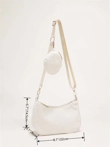 Minimalist Hobo Bag With Coin Purse School Bag For Graduate, Teen Girls, Freshman, Sophomore, Junior & Senior In College, University & High School, Perfect For Outdoors ,Travel & Back To School , Women Bag With Dime Bag - Beige - View 3