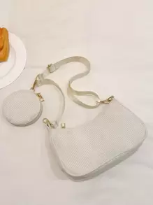 Minimalist Hobo Bag With Coin Purse School Bag For Graduate, Teen Girls, Freshman, Sophomore, Junior & Senior In College, University & High School, Perfect For Outdoors ,Travel & Back To School , Women Bag With Dime Bag - Beige - View 4