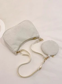 Minimalist Hobo Bag With Coin Purse School Bag For Graduate, Teen Girls, Freshman, Sophomore, Junior & Senior In College, University & High School, Perfect For Outdoors ,Travel & Back To School , Women Bag With Dime Bag - Beige - View 5