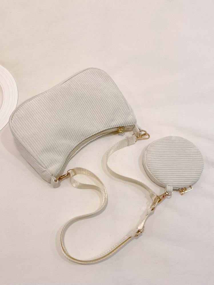 Minimalist Hobo Bag With Coin Purse School Bag For Graduate, Teen Girls, Freshman, Sophomore, Junior & Senior In College, University & High School, Perfect For Outdoors ,Travel & Back To School , Women Bag With Dime Bag - Beige - View 5