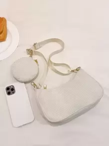 Minimalist Hobo Bag With Coin Purse School Bag For Graduate, Teen Girls, Freshman, Sophomore, Junior & Senior In College, University & High School, Perfect For Outdoors ,Travel & Back To School , Women Bag With Dime Bag - Beige - View 6