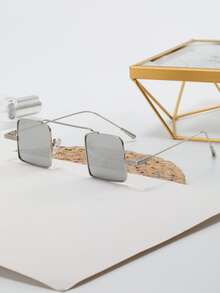 Square Frame Sunglasses - Silver - View 1