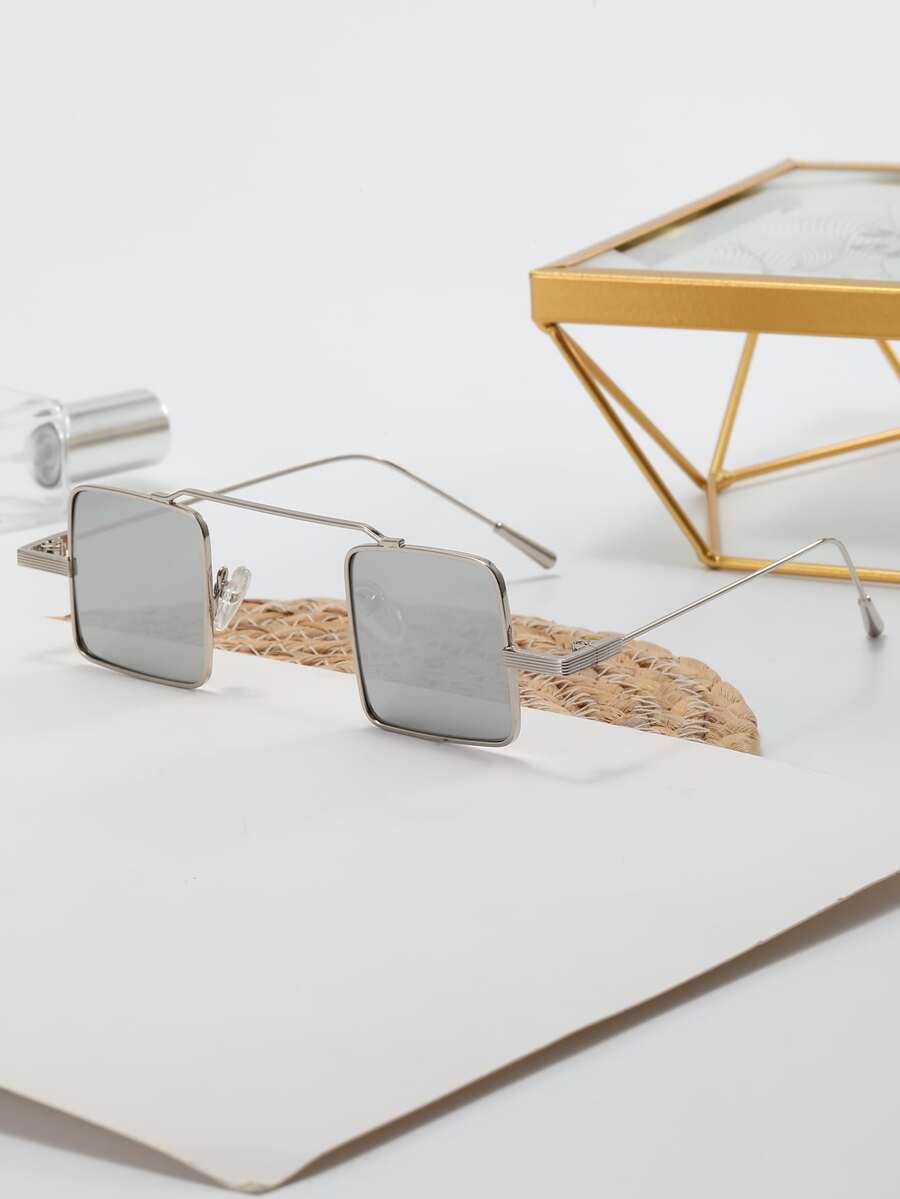 Square Frame Sunglasses - Silver - View 1