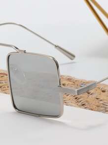 Square Frame Sunglasses - Silver - View 4