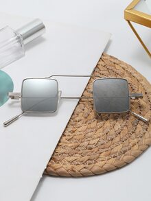 Square Frame Sunglasses - Silver - View 7