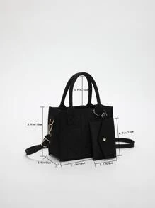 Túi vuông nhỏ với chi tiết khâu túi nhỏ Polyester - màu đen - Xem 3