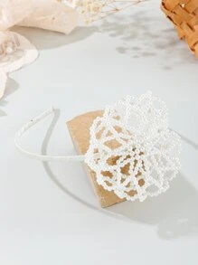 小女童珍珠花朵裝飾髮箍