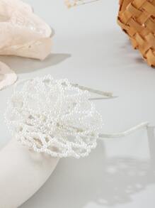 小女童珍珠花朵裝飾髮箍