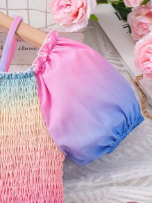 SHEIN Đầm Gái Dải chun viền lá sen Viên lá sen Ombre Boho - Nhiều màu - Xem 4