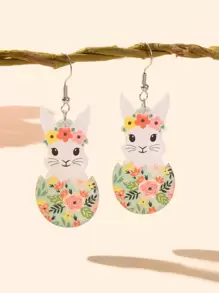復活節卡通兔子耳墜 - 彩色 - 查看 1