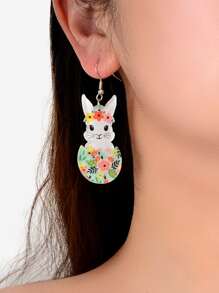 復活節卡通兔子耳墜 - 彩色 - 查看 2