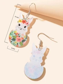 復活節卡通兔子耳墜 - 彩色 - 查看 3