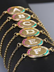 1 cái Vòng tay trang trí hình chữ cái và hình tròn - Vàng - Xem 1