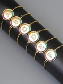 1 cái Vòng tay trang trí hình chữ cái và hình tròn - Vàng - Xem 2