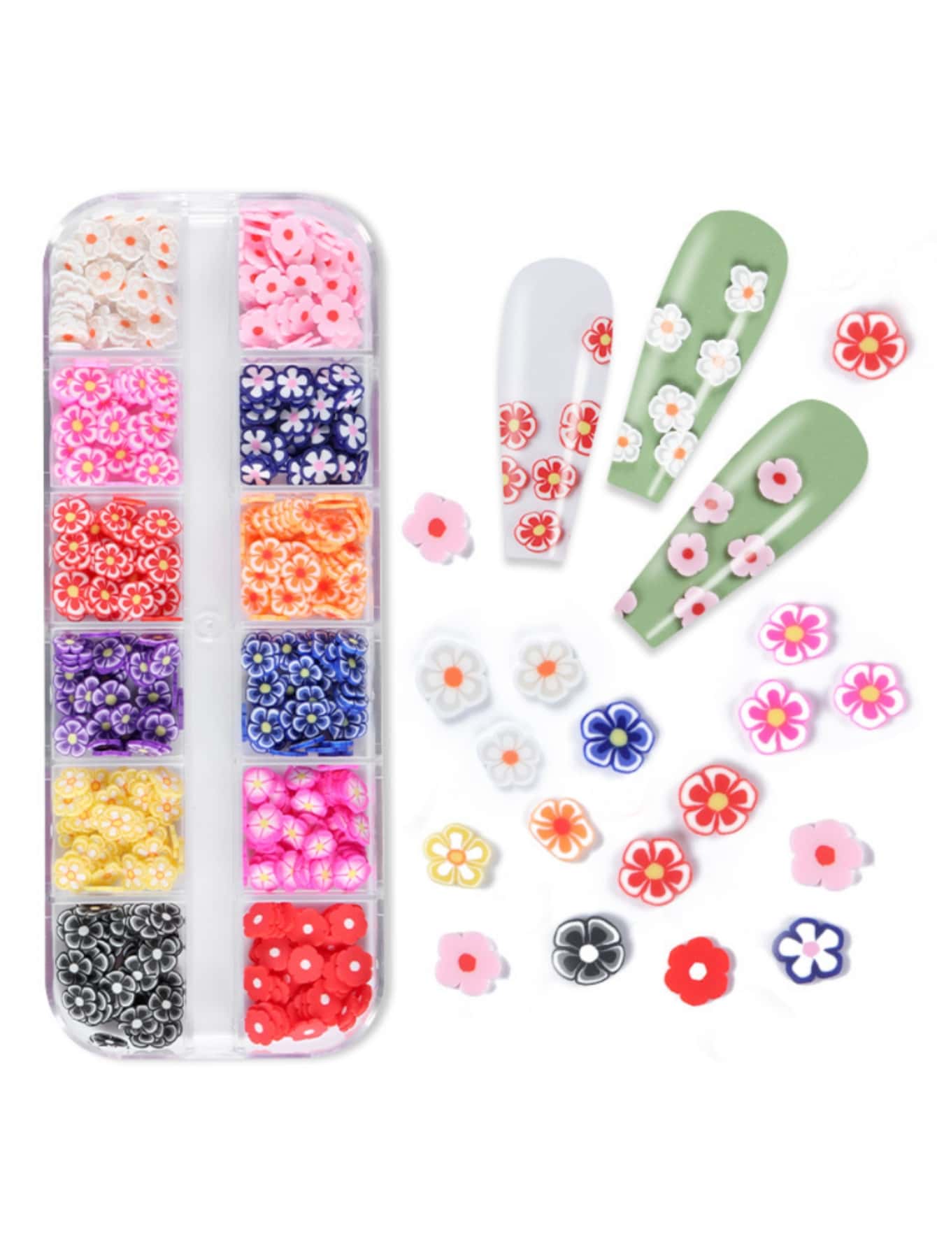 1盒復活節彩蛋兔子設計聚合物粘土片史萊姆復活節美甲裝飾軟陶亮片復活節美甲配件 - 彩色 - 查看 1