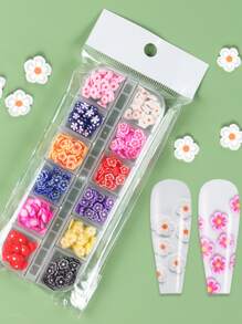 1盒復活節彩蛋兔子設計聚合物粘土片史萊姆復活節美甲裝飾軟陶亮片復活節美甲配件 - 彩色 - 查看 4