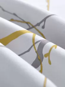 1 Panel Cortina De Oscurecimiento Con Ojal Superior Con Aislamiento Térmico, Función De Reducción De Ruido Y Bloqueo De Luz Para Sala De Estar, Dormitorio, Oficina, Decoración Del Hogar, Patrón De Impresión, Cortina Térmica Aislada - Amarillo - Ver 4