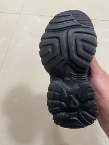 男孩繫帶字母織帶裝飾老爹鞋運動戶外織物運動鞋