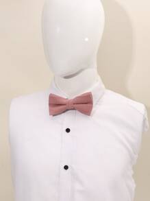 男士純色領結，時尚耐用且多功能，適用於所有場合 - 西瓜粉 - 查看 1