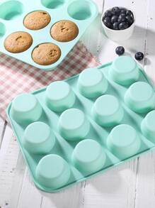 1入組12格矽膠鬆餅烤盤專業綠色長方形可重複使用不粘紙杯蛋糕烤盤適用於廚房