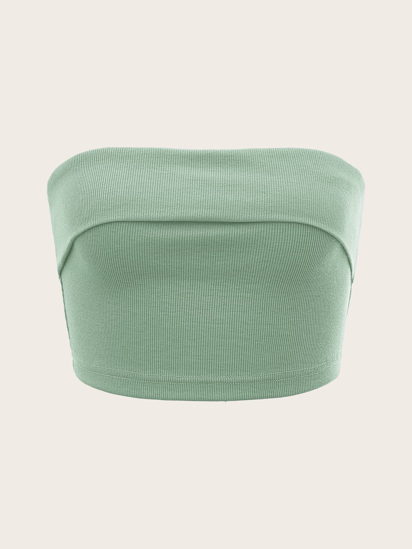 SHEIN ICON Top De Tubo Simple De Color Sólido Para Mujeres Tejido De Punto, Adecuado Para Uso Diario O Vacaciones - verde menta - Ver 1