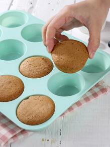 1入組12格矽膠鬆餅烤盤專業綠色長方形可重複使用不粘紙杯蛋糕烤盤適用於廚房