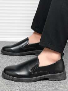 男士針腳細節一腳蹬商業黑色男士正裝鞋