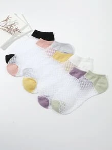 7 pares Calcetines tobilleros de dos tonos de malla - Multicolor - Ver 2