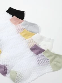 7 pares Calcetines tobilleros de dos tonos de malla - Multicolor - Ver 3