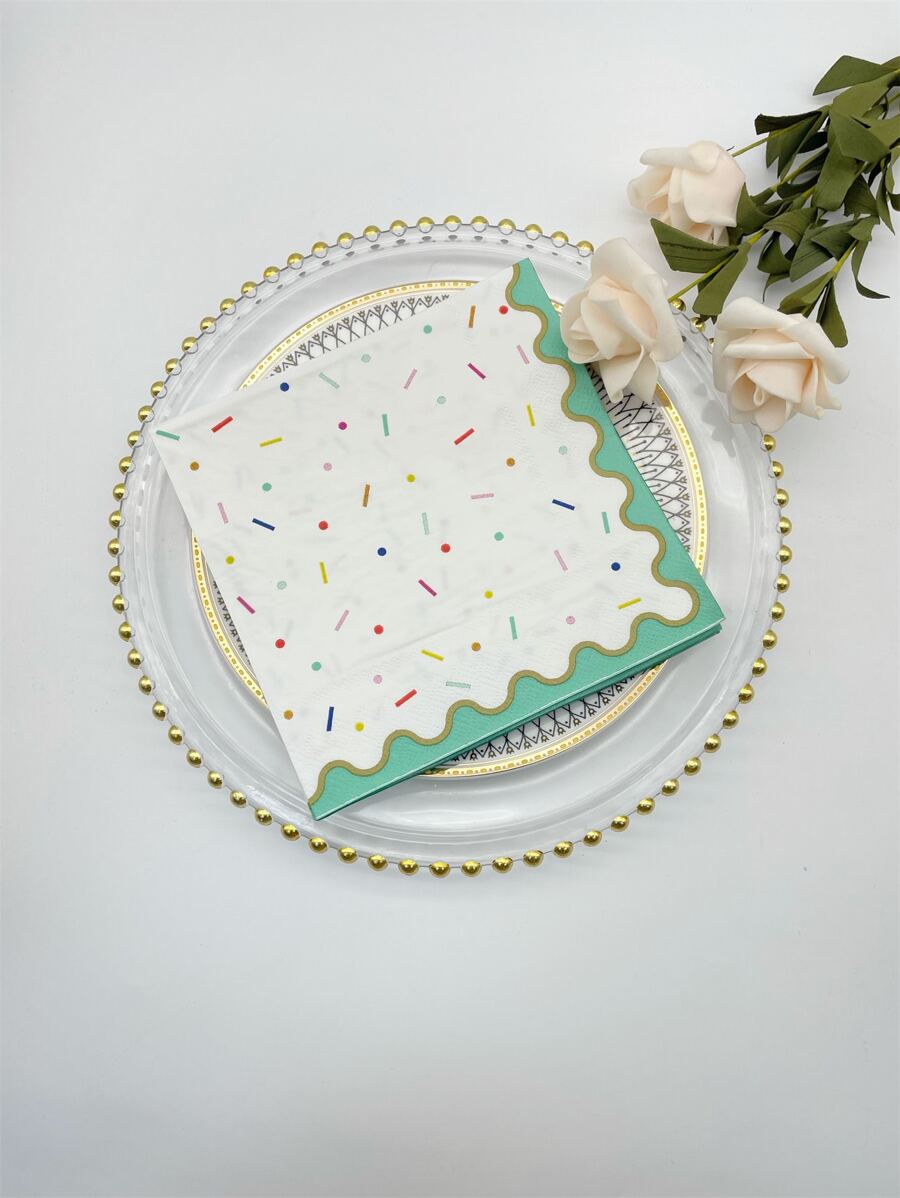 10 piezas de color metálico con patrón de lunares Servilleta desechable , de colores Servilleta de papel para fiesta - Multicolor - Ver 1