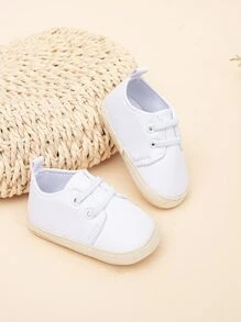 嬰兒系帶設計運動鞋白色板鞋