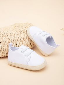 嬰兒系帶設計運動鞋白色板鞋