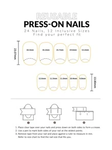 Transform Your Nails with 24pcs Long Almond Blue Solid Color Matte Fake Nail & 1pc Nail File & 1sheet Tape & 1pc Stick - Navy Blue - View 3