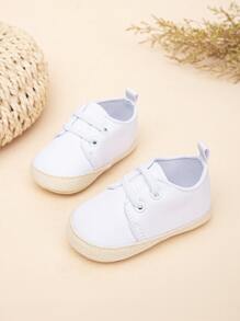 嬰兒系帶設計運動鞋白色板鞋