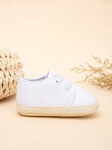 嬰兒系帶設計運動鞋白色板鞋