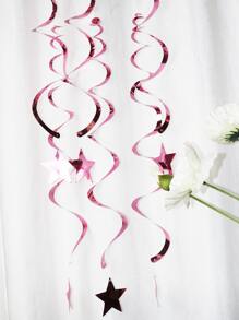 6入組星星細節懸掛漩渦裝飾派對用粉色金屬塑料螺旋懸掛裝飾 - 粉色 - 查看 2