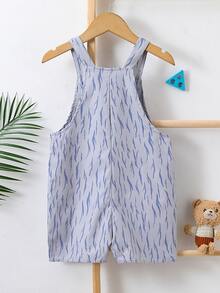 小男童老虎和字母圖案背帶連體短褲