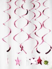 6入組星星細節懸掛漩渦裝飾派對用粉色金屬塑料螺旋懸掛裝飾 - 粉色 - 查看 6