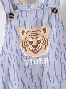 小男童老虎和字母圖案背帶連體短褲