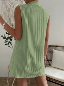 SHEIN LUNE 小高領前排扣無袖襯衫 - 薄荷綠 - 查看 2