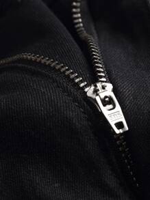 Manfinity Hombres Shorts mezclilla bermuda desgarro crudo - Negro - Ver 4