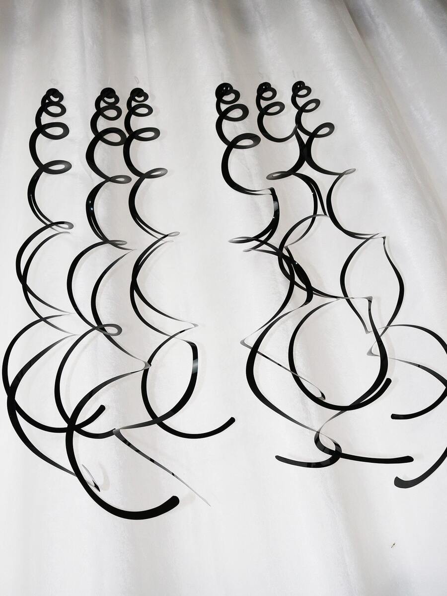 6入組/套塑膠派對螺旋黑色掛飾適用於生日婚禮家庭派對 - 黑色 - 查看 1