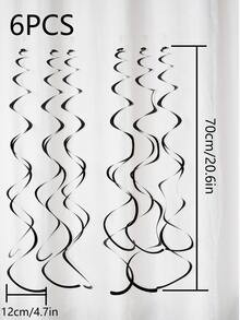 6入組/套塑膠派對螺旋黑色掛飾適用於生日婚禮家庭派對 - 黑色 - 查看 3